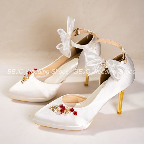 Giày cưới cao cấp Bejo H94.05 Nụ hoa đỏ, cành ngọc 
