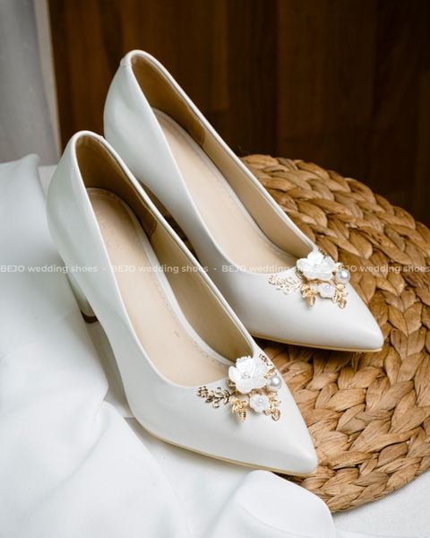  Giày cưới cao cấp BEJO WEDDING SHOSE- H85.7P.03 Hoa mai lá vàng 