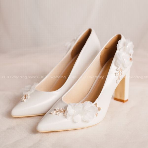  Giày cưới - Giày cô dâu cao cấp BEJO H80.G.05.TRANG.HOAVOANLUA 