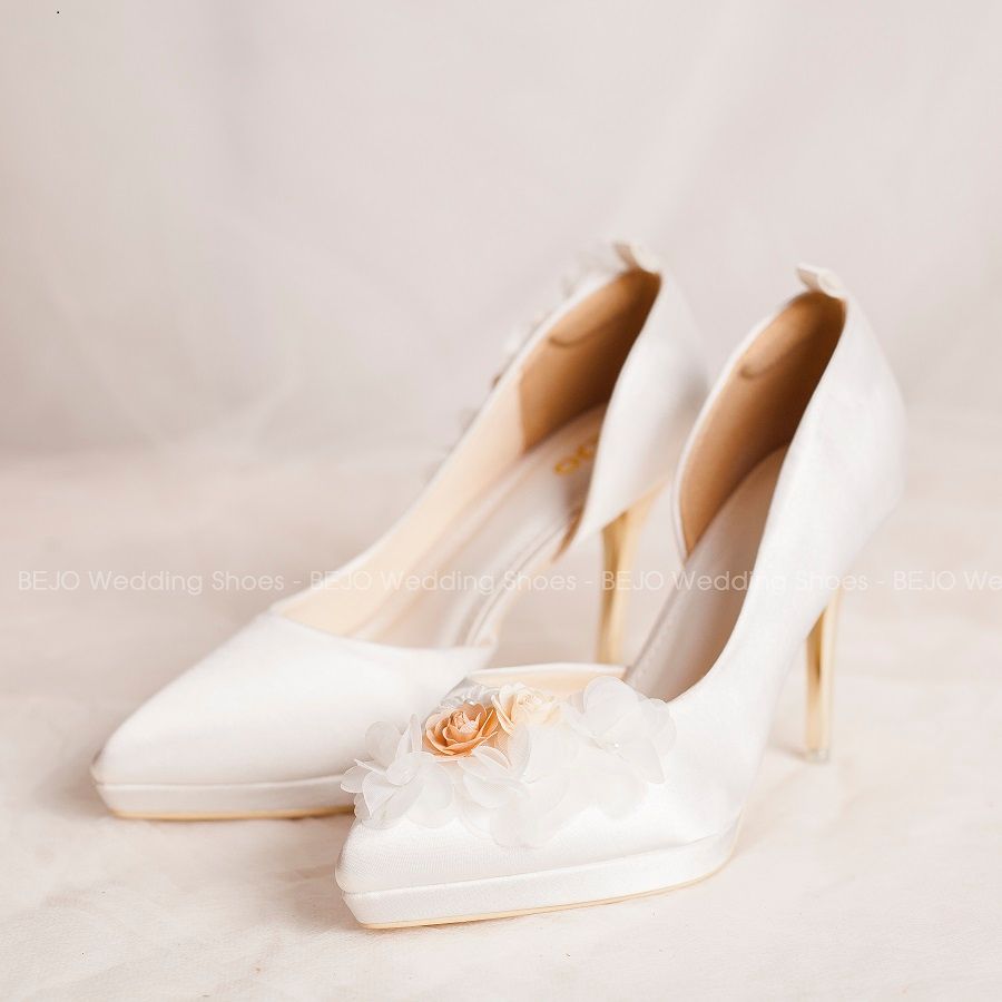  Giày cưới - Giày cô dâu cao cấp BEJO H95.03.TRANGLUA.HOAVOANLUA 