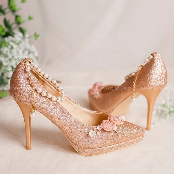  Giày cưới - Giày cô dâu cao cấp BEJO H94.05.RGOLD.2HOA,BABY,VCC 