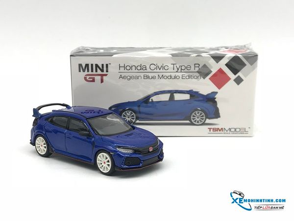 Xe Mô Hình Honda Civic Type R ( FK8 ) Aegean Blue Modulo Edition LHD 1:64 Mini GT ( Xanh )