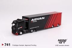 Xe Mô Hình Mercedes-Benz Actros w/ Racing Transporter ADVAN 1:64 MINIGT