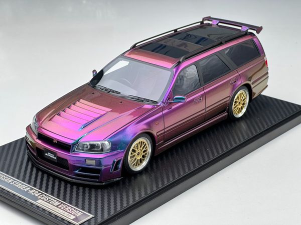 Xe Mô Hình Nissan Stagea- R34 Custom Version Limited 99 pcs 1:18 Ivy Model ( Tím Biến Màu )