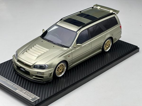 Xe Mô Hình Nissan Stagea- R34 Custom Version Limited 66 pcs 1:18 Ivy Model ( Gold )