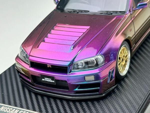 Xe Mô Hình Nissan Stagea- R34 Custom Version Limited 99 pcs 1:18 Ivy Model ( Tím Biến Màu )