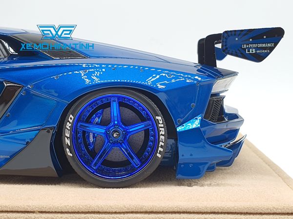 Xe Mô Hình LB Performance Lamborghini Aventador 2.0 Liberty Walk 1:18 ( Xanh Dương - Đế Da ) 37/40 pcs