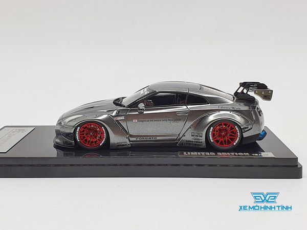 XE MÔ HÌNH NISSAN GTR R35 LB WORKS LIBERTY WALK 1:43 ONE MODEL (CHROME)