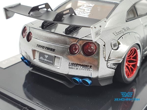 XE MÔ HÌNH NISSAN GTR R35 LB WORKS LIBERTY WALK 1:43 ONE MODEL (CHROME)