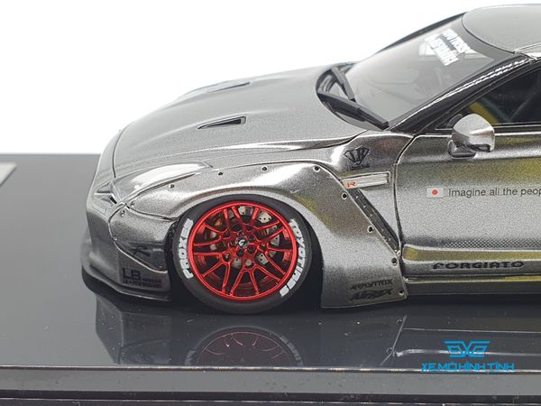 XE MÔ HÌNH NISSAN GTR R35 LB WORKS LIBERTY WALK 1:43 ONE MODEL (CHROME)