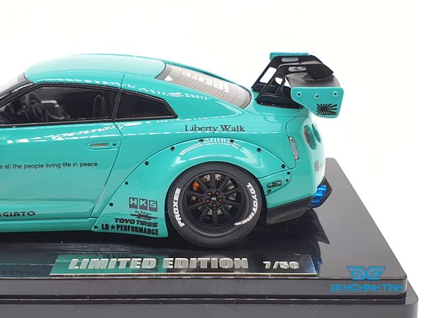 XE MÔ HÌNH NISSAN GTR R35 LB WORKS LIBERTY WALK 1:43 ONE MODEL (TIFANY BLUE)