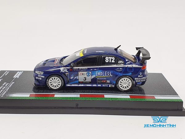 Xe Mô Hình Mitsubishi Lancer Evolution X Super Taikyu Series 2010 Mineo / Murata / Yamauchi 1:64 Tarmac Works ( Xanh )