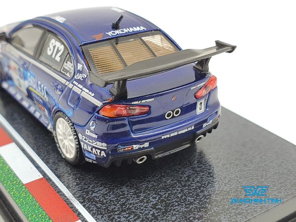 Xe Mô Hình Mitsubishi Lancer Evolution X Super Taikyu Series 2010 Mineo / Murata / Yamauchi 1:64 Tarmac Works ( Xanh )