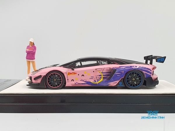 Xe Mô Hình Lamborghini Aventador 2.0 Sailor Moon 1:64 ( Hồng Kèm Figure)