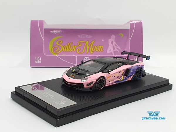 Xe Mô Hình Lamborghini Aventador 2.0 Sailor Moon 1:64 ( Hồng Không Kèm Figure)