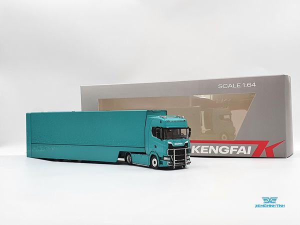 Xe Mô Hình Tải Scania Double Deck Car Carrier Transporter 1:64 Kengfai ( Xanh Lá )