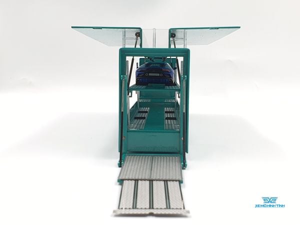 Xe Mô Hình Tải Scania Double Deck Car Carrier Transporter 1:64 Kengfai ( Xanh Lá )