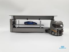 Xe Mô Hình Tải Scania Double Deck Car Carrier Transporter 1:64 Kengfai ( Bạc )