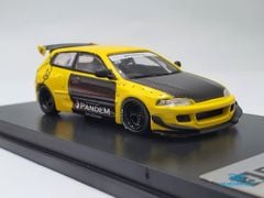 Xe Mô Hình Honda Civic EG6 Rocket bunny 1:64 One Model (Vàng Carbon)