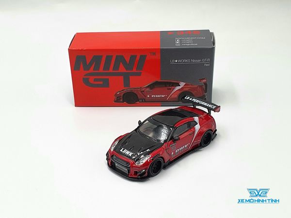 Xe Mô Hình LB Works Nissan GT-R R35 Type 2 Rear Wing Ver 3 Red Livery 2 RHD 1:64 MiniGT (Đỏ)