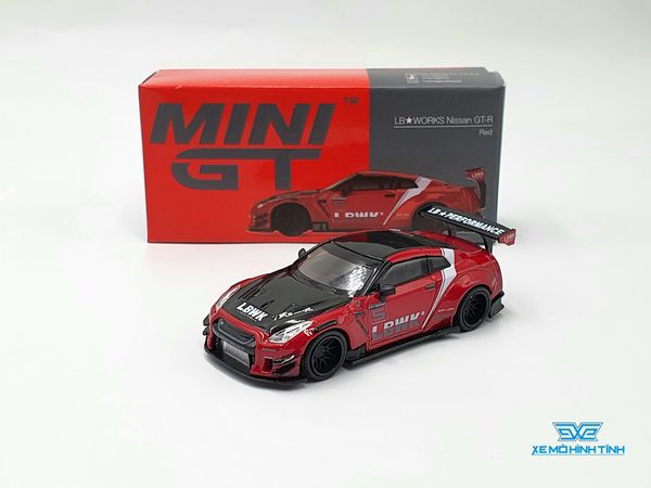 Xe Mô Hình LB Works Nissan GT-R R35 Type 2 Rear Wing Ver 3 Red Livery 2 RHD 1:64 MiniGT (Đỏ)