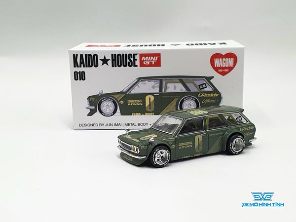 Xe Mô Hình Datsun Kaido 510 Wagon 1:64 Kaido House / MiniGT (Xanh Lá)
