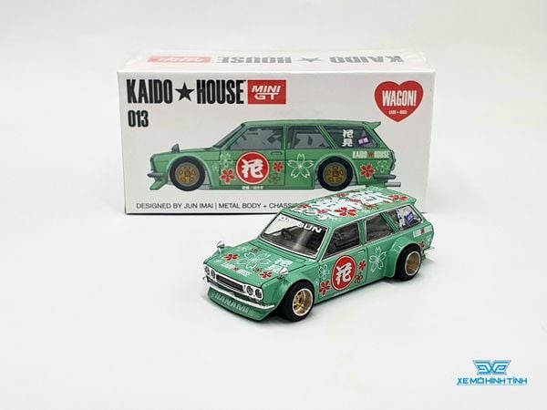 Xe Mô Hình Datsun Kaido 510 Wagon Hanami V2 1:64 Kaido House / MiniGT (Xanh Lá)