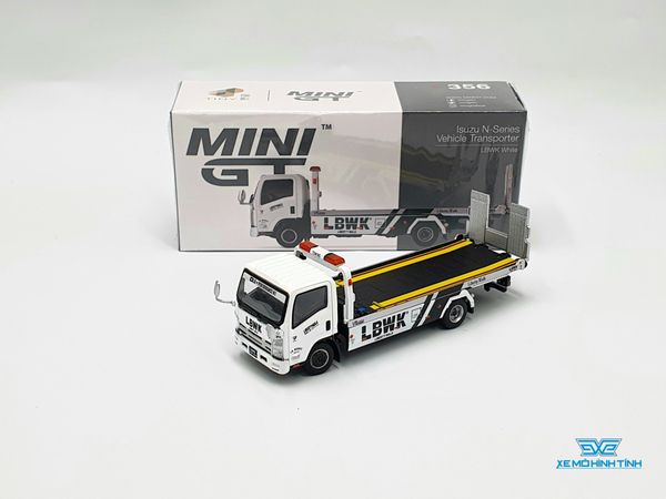 Xe Mô Hình Isuzu N-Series Vehicle Transporter LBWK White RHD 1:64 MiniGT( Trắng )