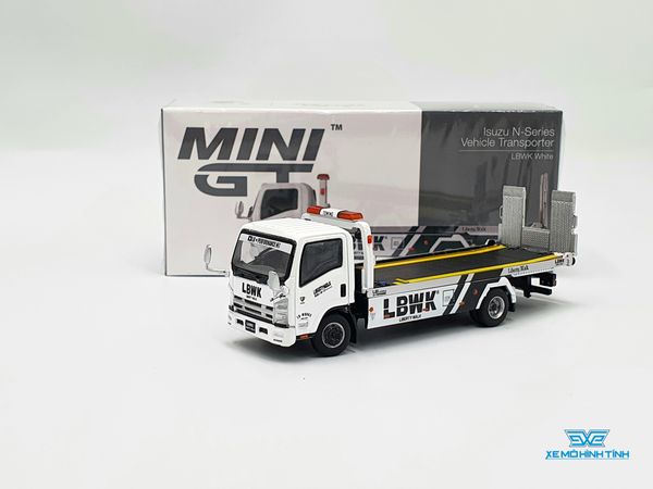 Xe Mô Hình Isuzu N-Series Vehicle Transporter LBWK White RHD 1:64 MiniGT( Trắng )