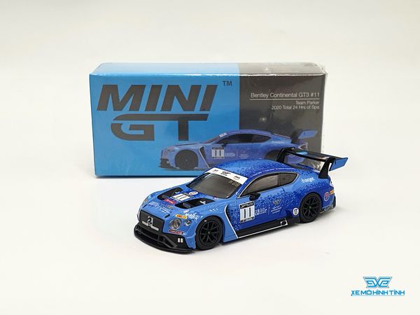 Xe Mô Hình Bentley Continental GT3 #11 Team Parker 2020 Total 24 Hrs of Spa RHD 1:64 MiniGT( Xanh )