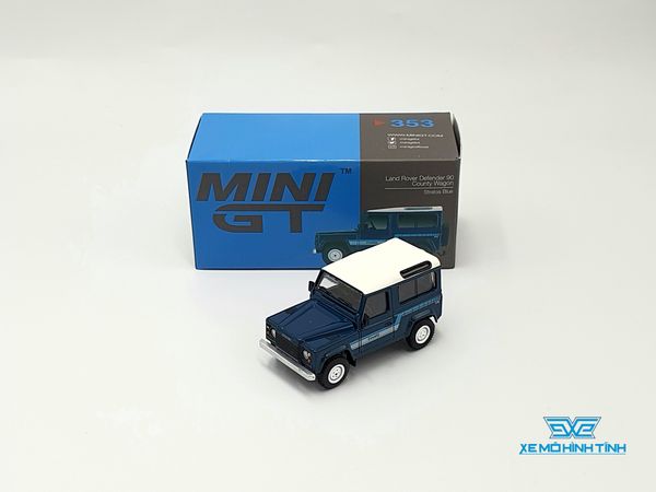 Xe Mô Hình Land Rover Defender 90 County Wagon Stratos Blue LHD 1:64 MiniGT( Xanh )