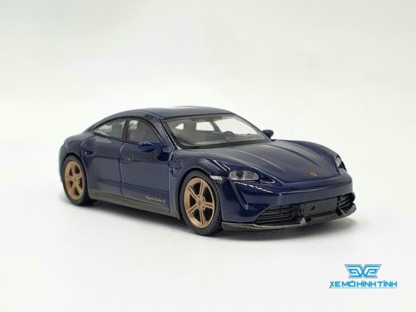 Xe Mô Hình Porsche Taycan Turbo S Gentian Blue Metallic LHD 1:64 MiniGT( Xanh )