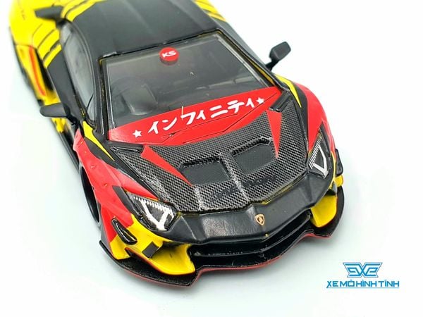 Xe Mô Hình LB* Works Lamborghini Aventador - Limited Edition Infinite Motorsports RHD 1:64 Mini GT (Vàng)