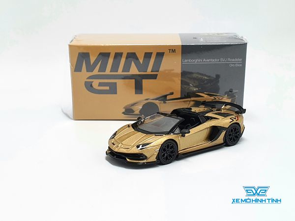 Xe Mô Hình Lamborghini Aventador SVJ Roadster Oro Elios 1:64 Mini GT