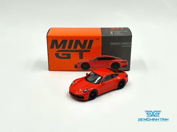 Xe Mô Hình Porsche 911 (992) Carrera 4S Lava Orange LHD 1:64 MiniGT ( Cam Đỏ )