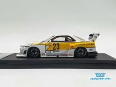 Xe Mô Hình Nissan Openable LBWK GTR ER34, white #23 1:64 Street Weapon ( Trắng Sọc Vàng )