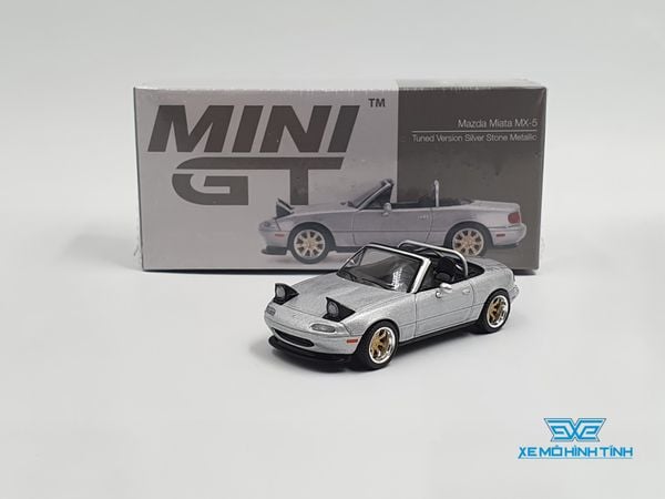 Xe Mô Hình Mazda Miata MX-5 (NA) Tuned Version Silver Stone Metallic LHD 1:64 MiniGT (Xám)