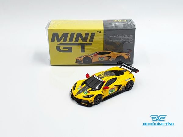 Xe Mô Hình Chevrolet Corvette C8.R #63 Corvette Racing 2021 Le Mans 24 Hrs GTE PRO 2nd Place LHD 1:64 MiniGT (Vàng)