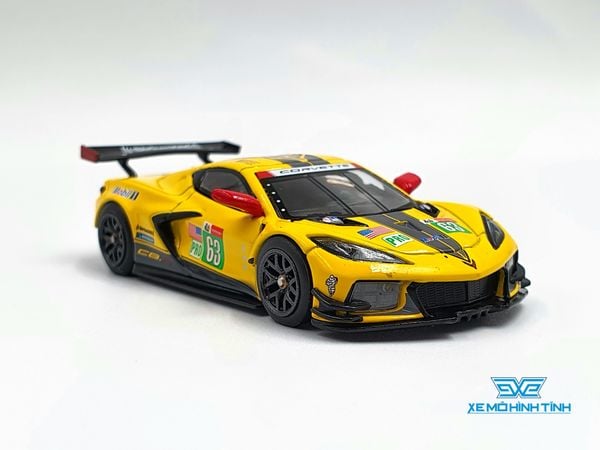 Xe Mô Hình Chevrolet Corvette C8.R #63 Corvette Racing 2021 Le Mans 24 Hrs GTE PRO 2nd Place LHD 1:64 MiniGT (Vàng)