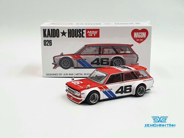 Xe Mô Hình Datsun Kaido 510 Wagon Bre V1 #46 1:64 MiniGT x Kaido House ( Đỏ )