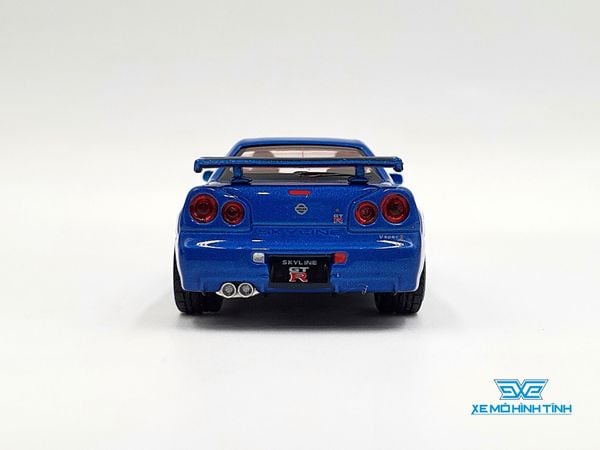 Xe Mô Hình Nissan Skyline GT-R (R34) V-Spec II Bayside Blue 1:64 MiniGT ( Xanh )