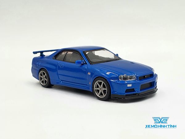 Xe Mô Hình Nissan Skyline GT-R (R34) V-Spec II Bayside Blue 1:64 MiniGT ( Xanh )