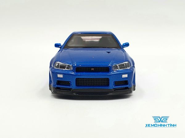 Xe Mô Hình Nissan Skyline GT-R (R34) V-Spec II Bayside Blue 1:64 MiniGT ( Xanh )