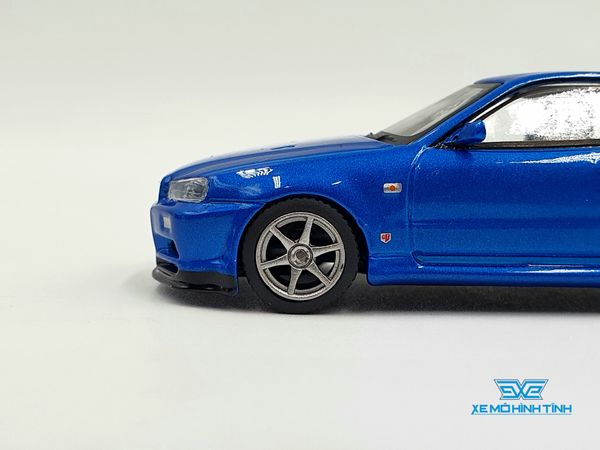 Xe Mô Hình Nissan Skyline GT-R (R34) V-Spec II Bayside Blue 1:64 MiniGT ( Xanh )