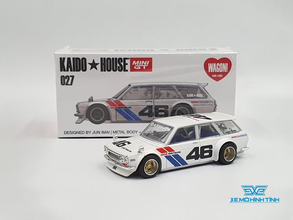 Xe Mô Hình Datsun Kaido 510 Wagon Bre V2 #46 1:64 MiniGT x Kaido House ( Trắng) )