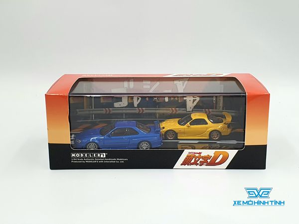 Xe Mô Hình Keisuke Takahashi RX-7 (FD3S) Yellow & Kozo Hoshino Skyline GT-R(BNR34) Blue 