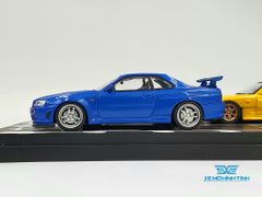 Xe Mô Hình Keisuke Takahashi RX-7 (FD3S) Yellow & Kozo Hoshino Skyline GT-R(BNR34) Blue 