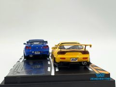 Xe Mô Hình Keisuke Takahashi RX-7 (FD3S) Yellow & Kozo Hoshino Skyline GT-R(BNR34) Blue 