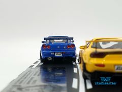 Xe Mô Hình Keisuke Takahashi RX-7 (FD3S) Yellow & Kozo Hoshino Skyline GT-R(BNR34) Blue 