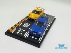 Xe Mô Hình Keisuke Takahashi RX-7 (FD3S) Yellow & Kozo Hoshino Skyline GT-R(BNR34) Blue 